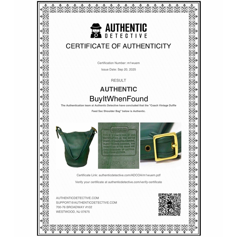 COACH Vintage Dark Green Leather Duffle Sac XL Crossbody Bag 9085 - Picture 3 of 17